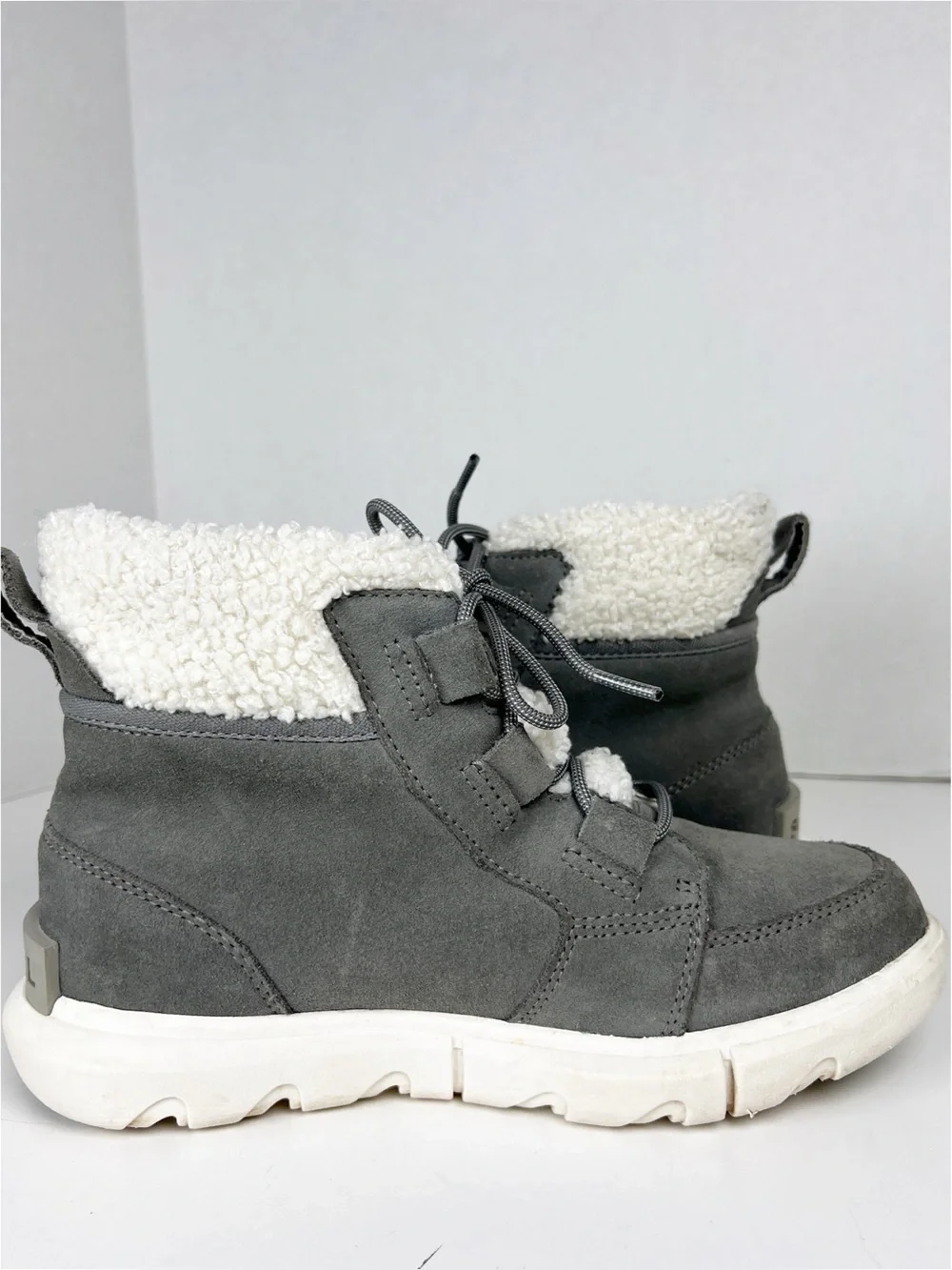 SOREL Women’s Size 6.5 Gray Suede Explorer II Next Carnival Waterproof Boots